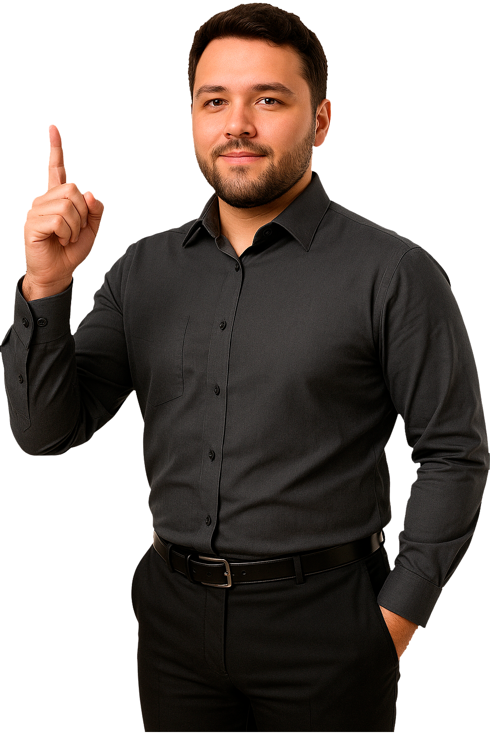 Pedro Novikov apontando para cima